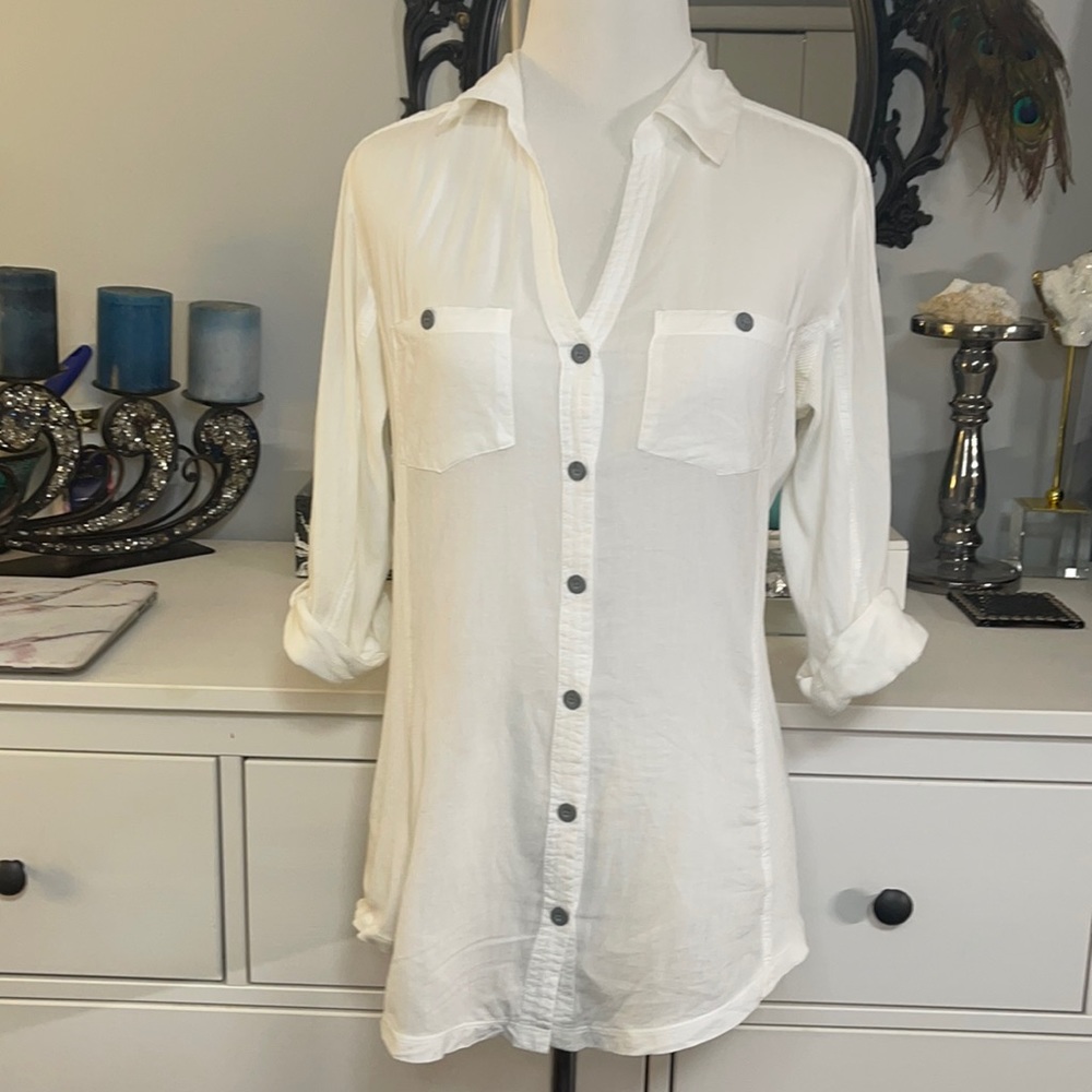 Lightweight, White Button Up Shirt